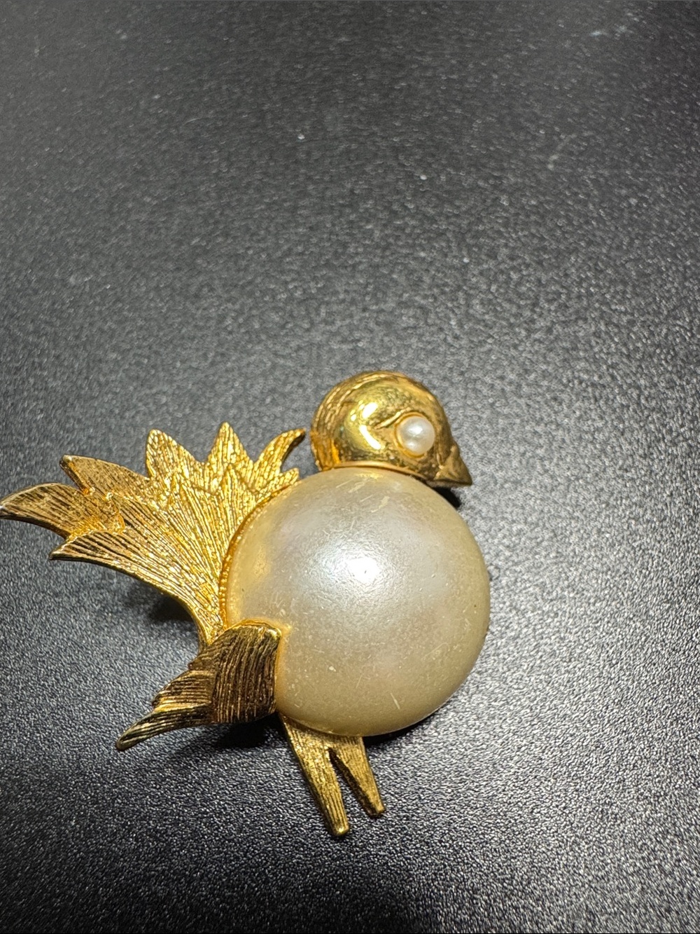 VTG Napier Gold Tone and Pearl Tone Bird Brooch